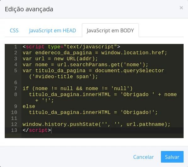 Advanced editing enabled and code that read the URL and change the DOM applied.