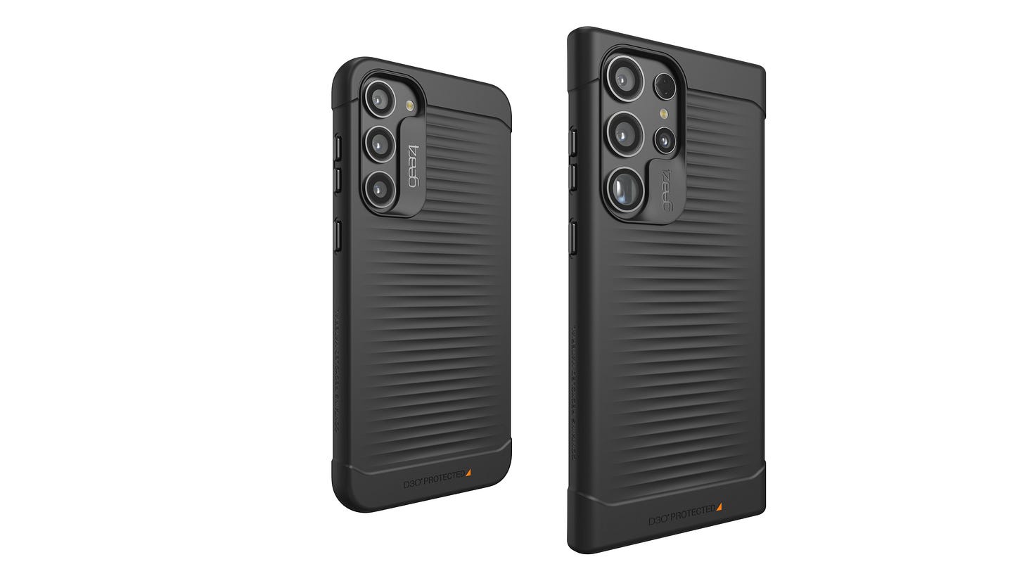 Zagg Gear 4 Havana cases for Galaxy S23 Ultra and Galaxy S23 on a white background