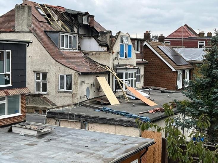 Image provided by local resident of the rear of the property on Woodbourne Av. Image provided by local resident of the rear of the property on Woodbourne Av.