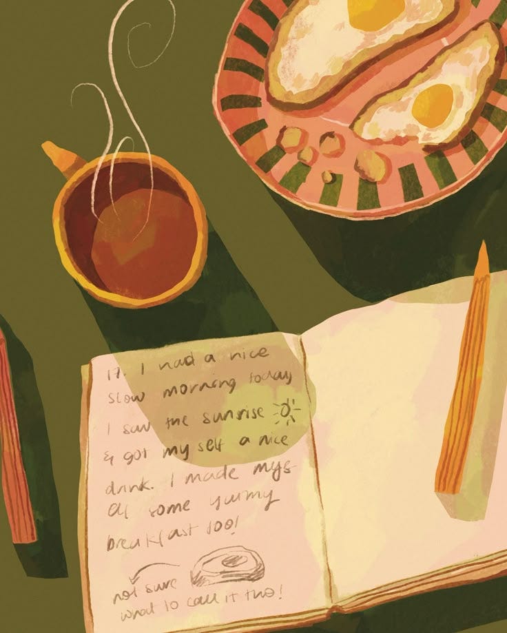 This may contain: an open book sitting on top of a table next to a bowl of fruit and eggs This may contain: an open book sitting on top of a table next to a bowl of fruit and eggs