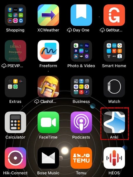 iPhone screenshot showing Anki.
