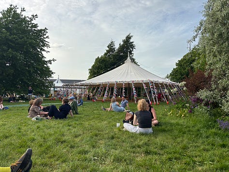 Images of authors and audience from Hay Festival