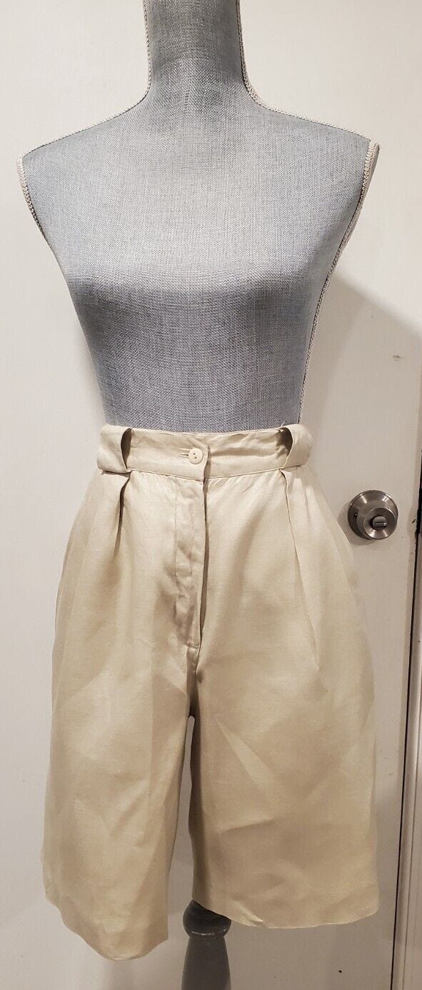 Ann Tjian For Kenar Size 6 Vintage High Waisted Linen Shorts - Picture 1 of 7