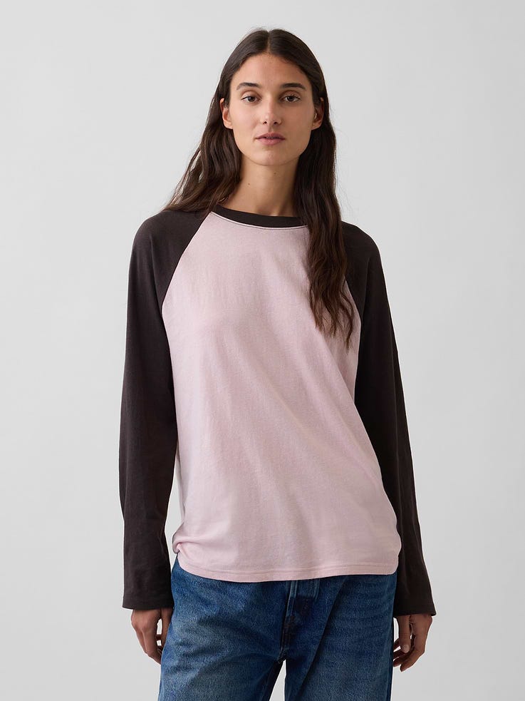 Image number 1 showing, 100% Cotton Authentic Raglan Big T-Shirt