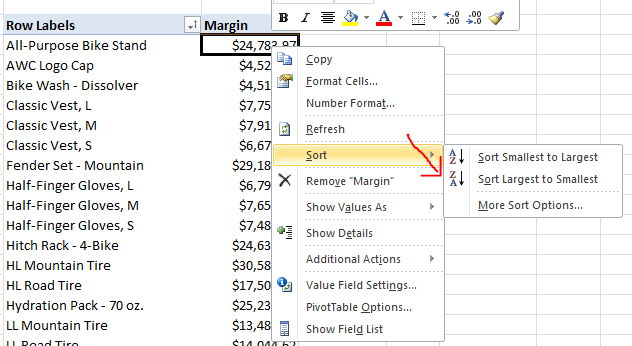 sorting Excel ad hoc report ssas cube sorting Excel ad hoc report ssas cube