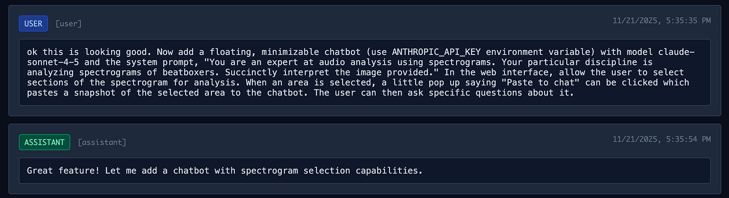 User asking Claude Code to add a chatbot with the personality of an audio expert and beatboxer User asking Claude Code to add a chatbot with the personality of an audio expert and beatboxer