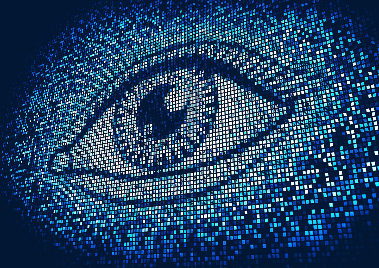Eye lit up on digital display screen. Eye lit up on digital display screen.