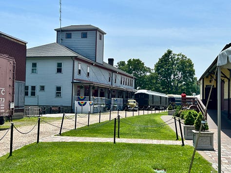 train, fence, sky, grass