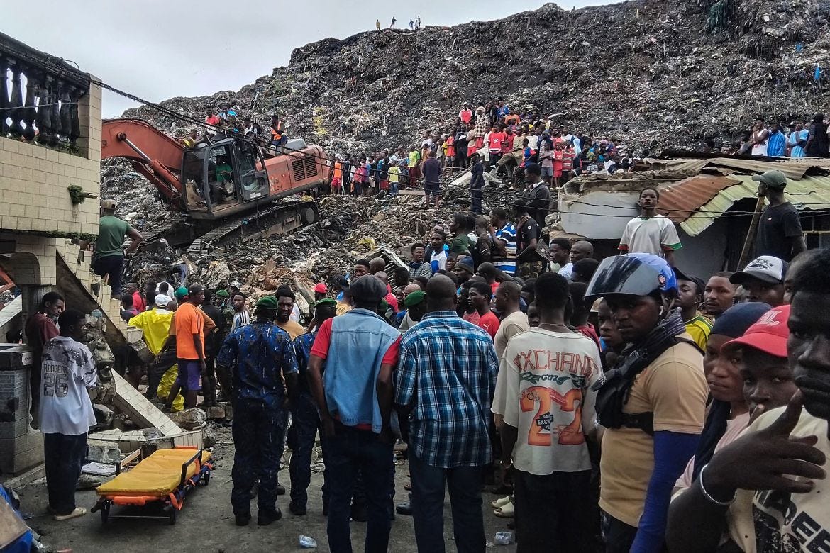 Guinea rescue workers dig for survivors after landfill collapse