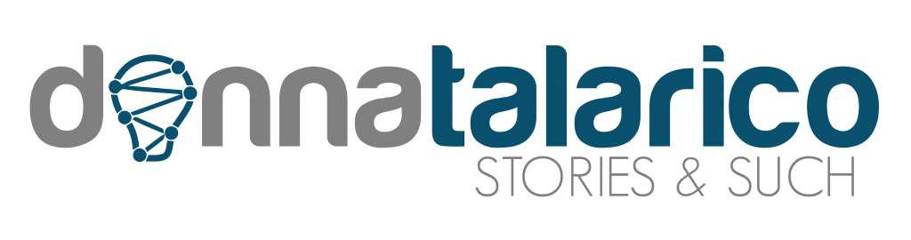 donna talarico stories and such logo, with a lightbulb for the letter a