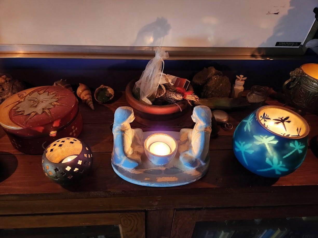 My summer solstice altar (detail).