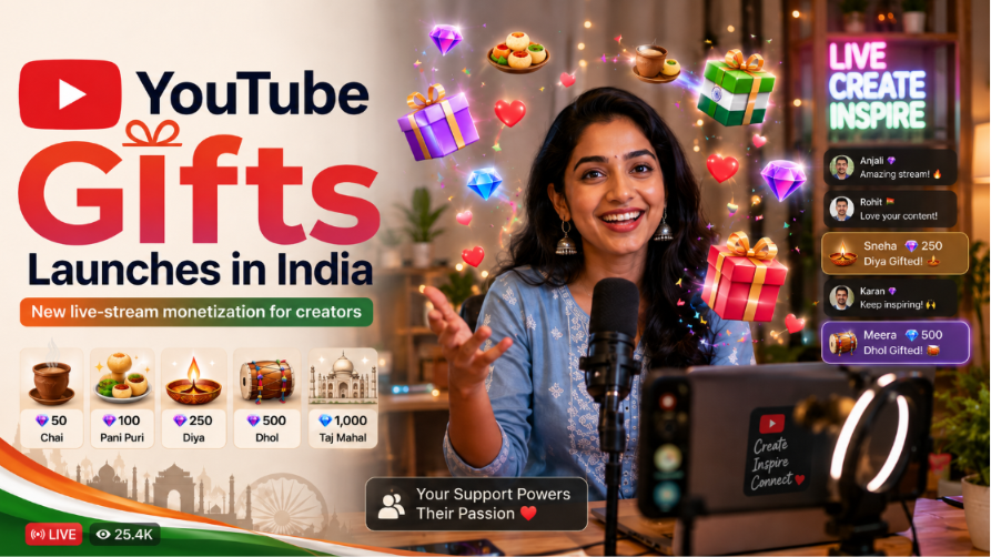 YouTube Gifts Launch in India: Creators Can Now Earn! YouTube Gifts Launch in India: Creators Can Now Earn!