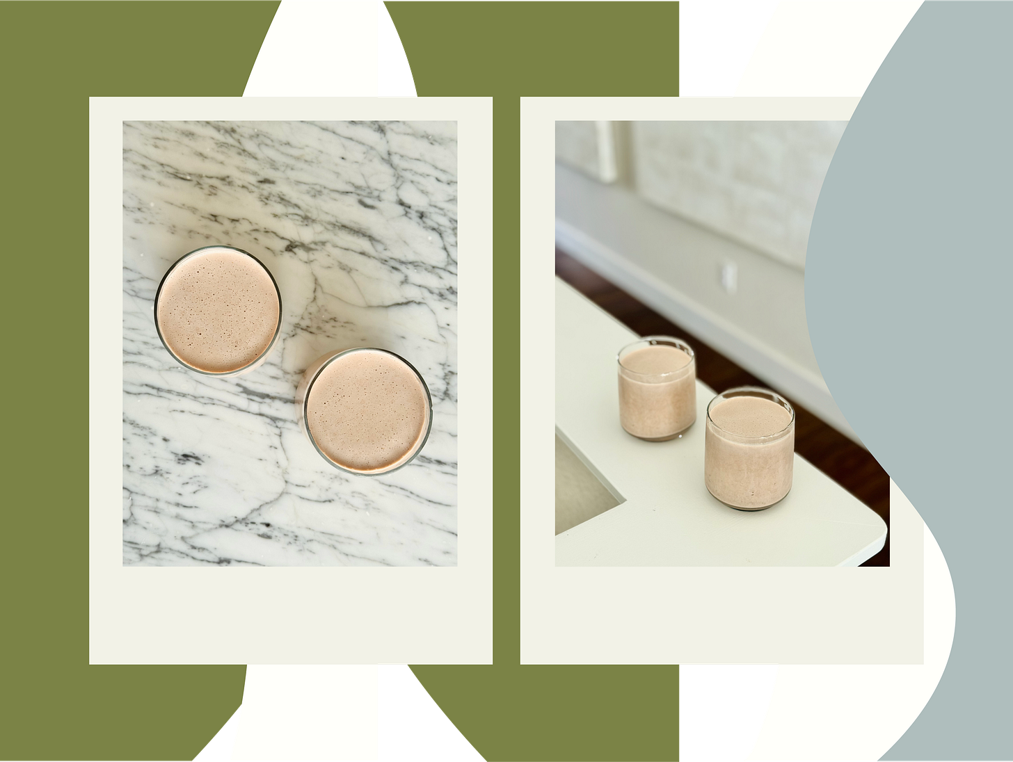 peanut butter chocolate milkshakes in clear glasses