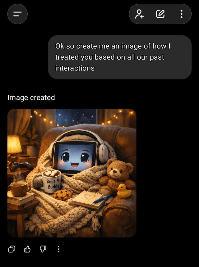 r/ChatGPT - Chat GPT does like how I treat It.
