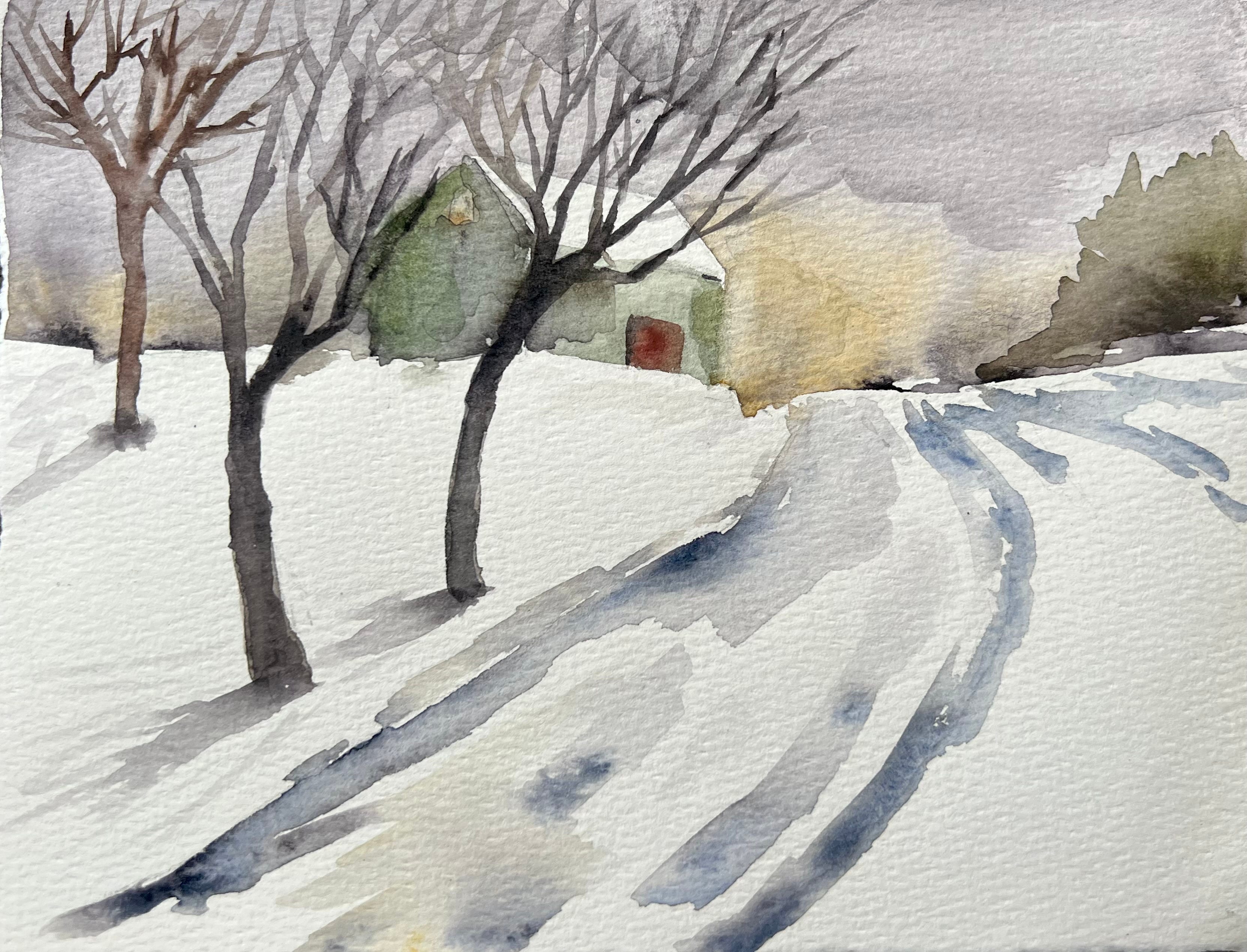Capturing the Quiet: A Barn in Winter Watercolor