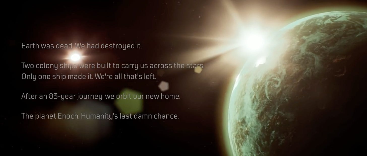 Earth was dead. We had destroyed it. Now only 2 colony space ships are left orbiting a new planet that could be our home.