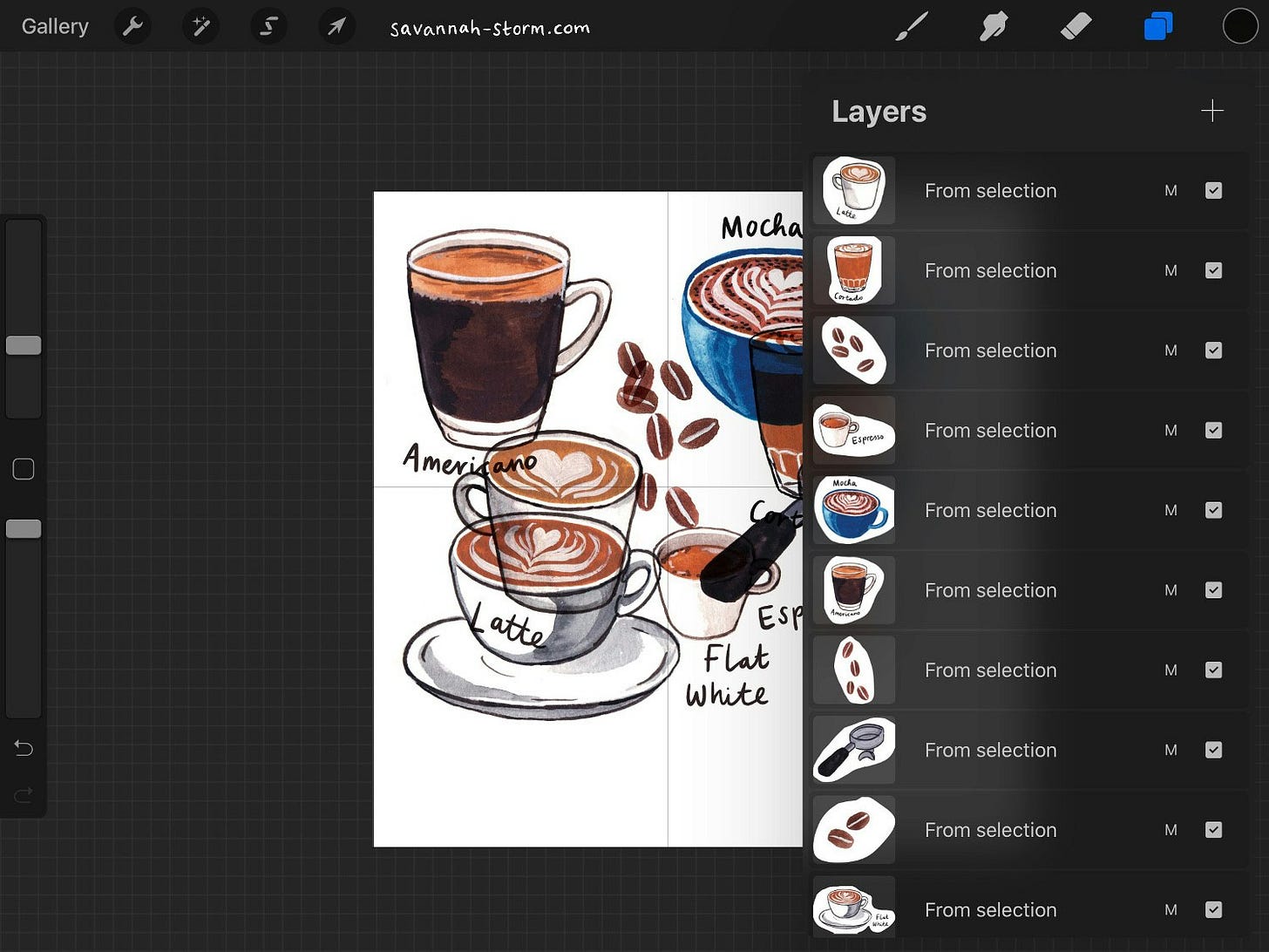 Screenshot of Procreate on the iPad, showing the process of creating an illustrated repeat pattern. Screenshot of Procreate on the iPad, showing the process of creating an illustrated repeat pattern.
