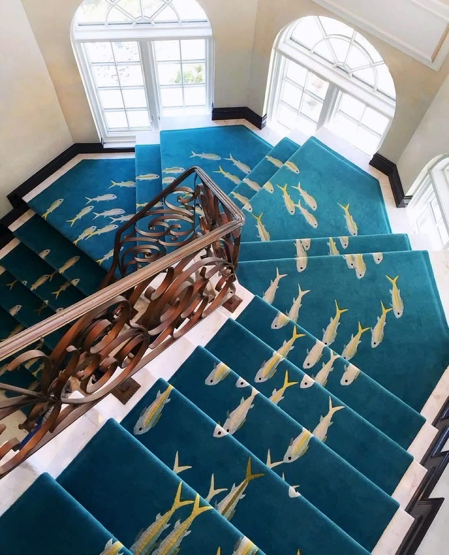 Blue carpet with fish