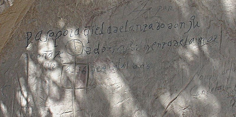An inscription at El Morro left by Juan de Onate.