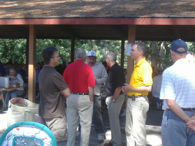 Andy Harris campaigning the good old-fashioned way, one to one. Andy Harris campaigning the good old-fashioned way, one to one.
