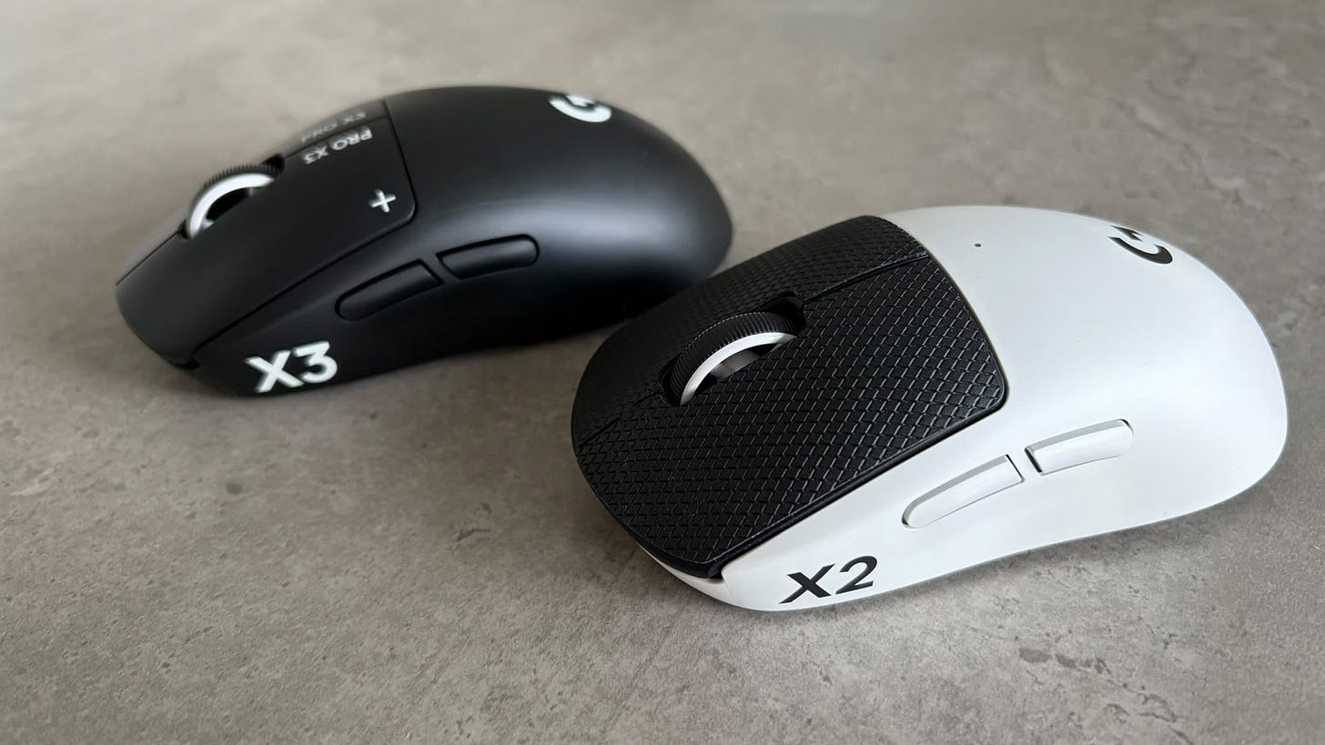 Logitech G Pro X3 Superstrike and X2 Superstrike side on Logitech G Pro X3 Superstrike and X2 Superstrike side on