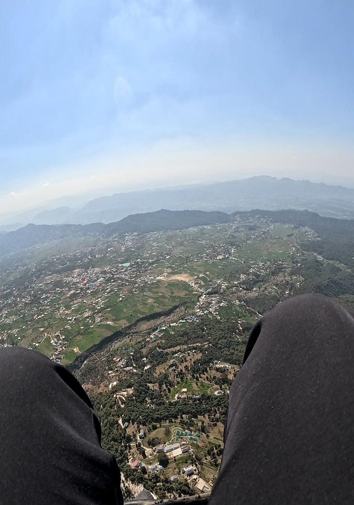 Photos of the author paragliding.