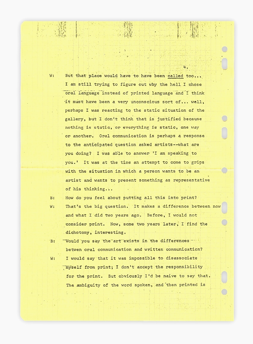 Ian Wilson, Discussion, 10th of July 1970, (photocopy on seven sheets), 1970 [MoMA, New York, NY. © Ian Wilson]