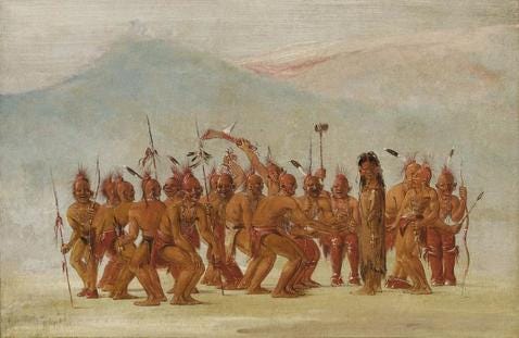 George Catlin painting: Dance to the Berdash