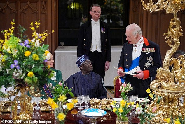 The state visit included a banquet at Windsor Castle last night, where King Charles greeted President Bola Ahmed Tinubu