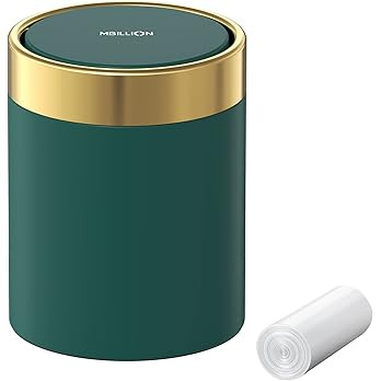 Mini Trash Can with Lid, Desktop Small Trash Can Recycling Bin Cute Metal Garbage Can for Tabletop Countertop Use,Stainless S
