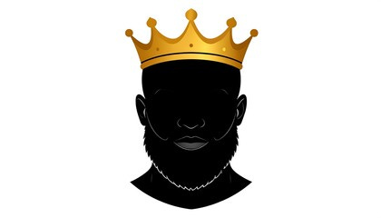 Silhouetted man with a crown.  Royal, regal style