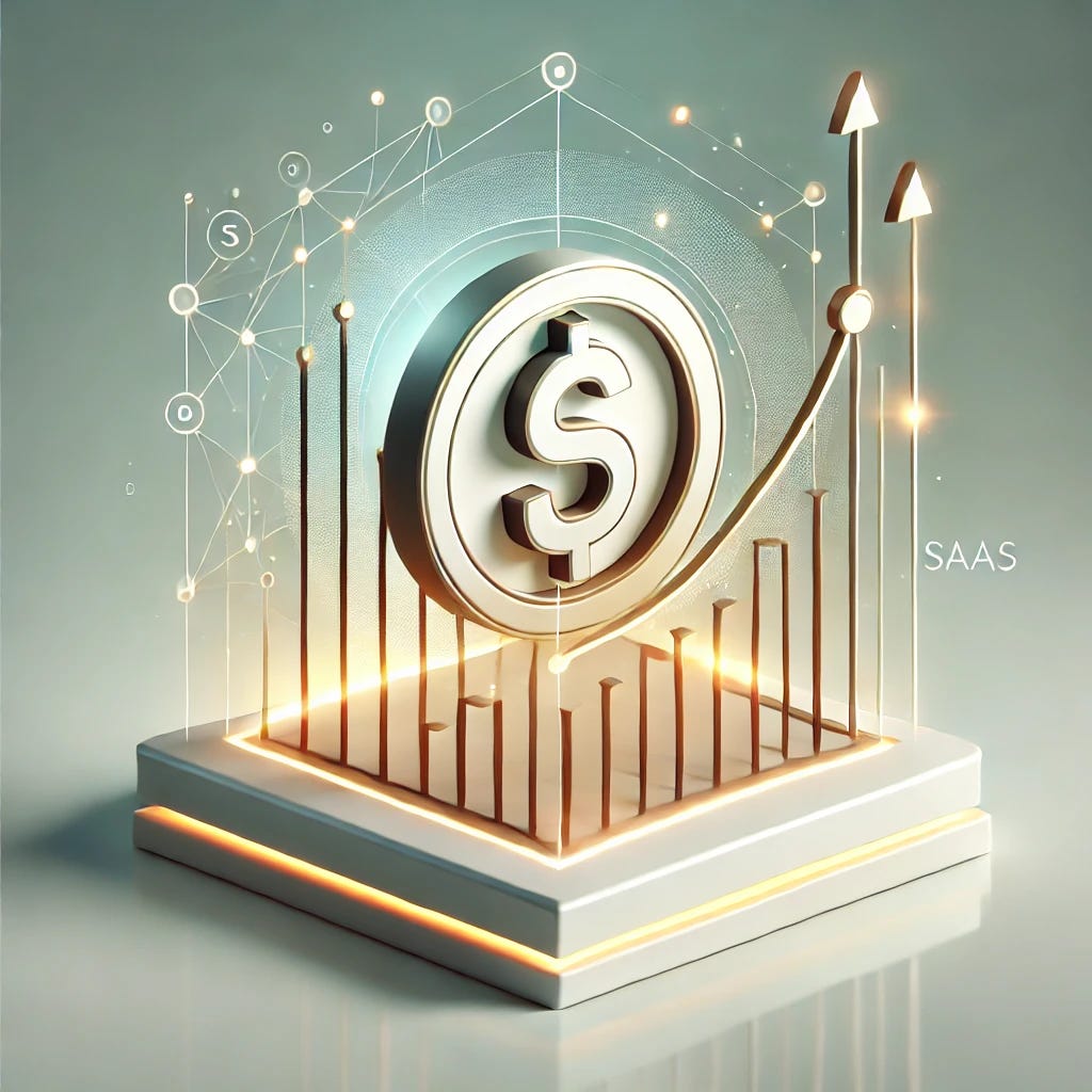 A sleek and minimalist thumbnail design representing monetization and SaaS. The design includes abstract geometric elements like a coin symbol subtly merging into a network grid, upward-pointing arrows, and glowing golden accents symbolizing growth and success. The background features a soft gradient transitioning from white to light green, emphasizing clarity and innovation. The composition should be clean and modern, with no text or overt icons, focused on visual harmony and business themes.