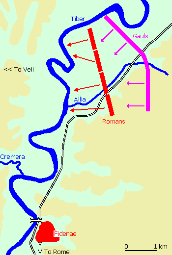Map of the battle of the Allia - Livius