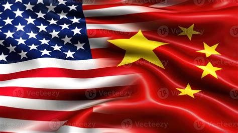 The American and Chinese flags wave together, symbolizing a complex ...