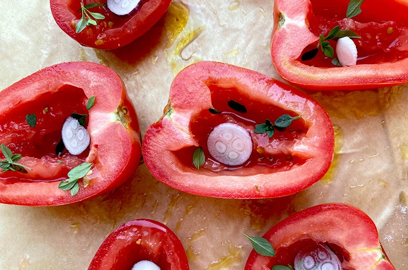 Quick-Roasted Plum Tomatoes, Cook the Vineyard Quick-Roasted Plum Tomatoes, Cook the Vineyard