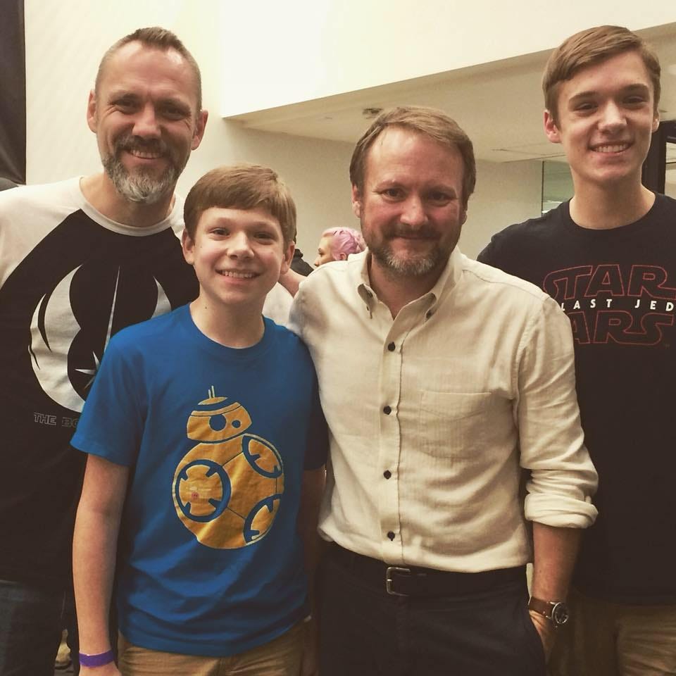 David, Nate and Sam with Rian Johnson on the night the launched the #MakeTerbusCanon campaign - Announcement About the Future of Tatooine Sons: A Star Wars Podcast - Tatooine Sons