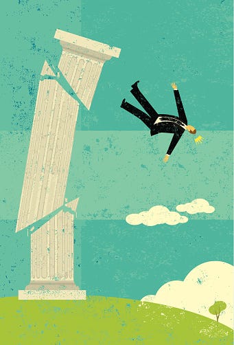 Falling From The Pedestal Stock Illustration - Download Image Now - Falling,  Pedestal, 20th Century - iStock