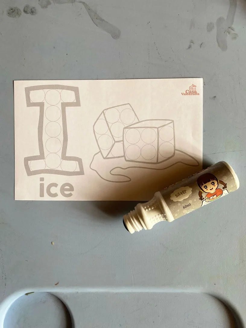 Dot marker and worksheet for children with GDD