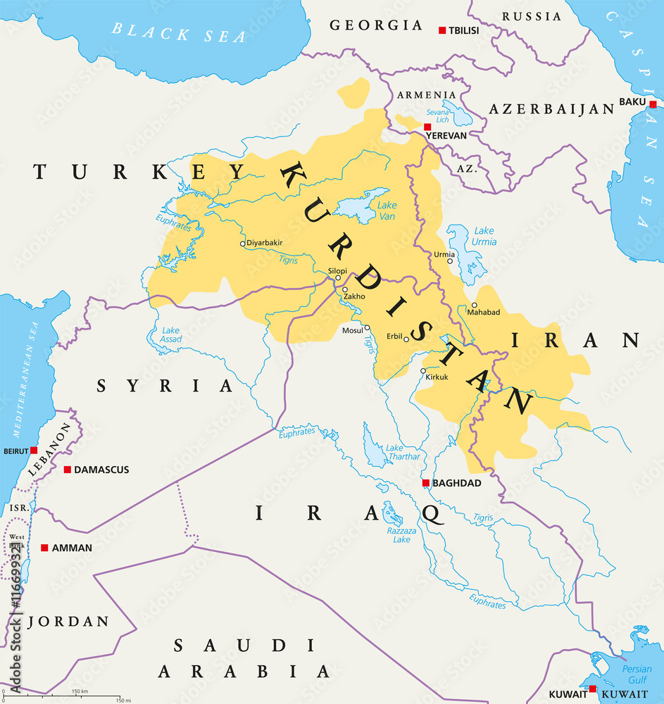 Fotografiet, Poster Kurdistan, Kurdish lands political map på Europosters.se Fotografiet, Poster Kurdistan, Kurdish lands political map på Europosters.se
