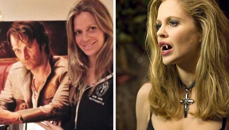 Kristin Bauer van Straten with her portrait of 'True Blood' castmate Stephen Moyer; Bauer as vampire Pam