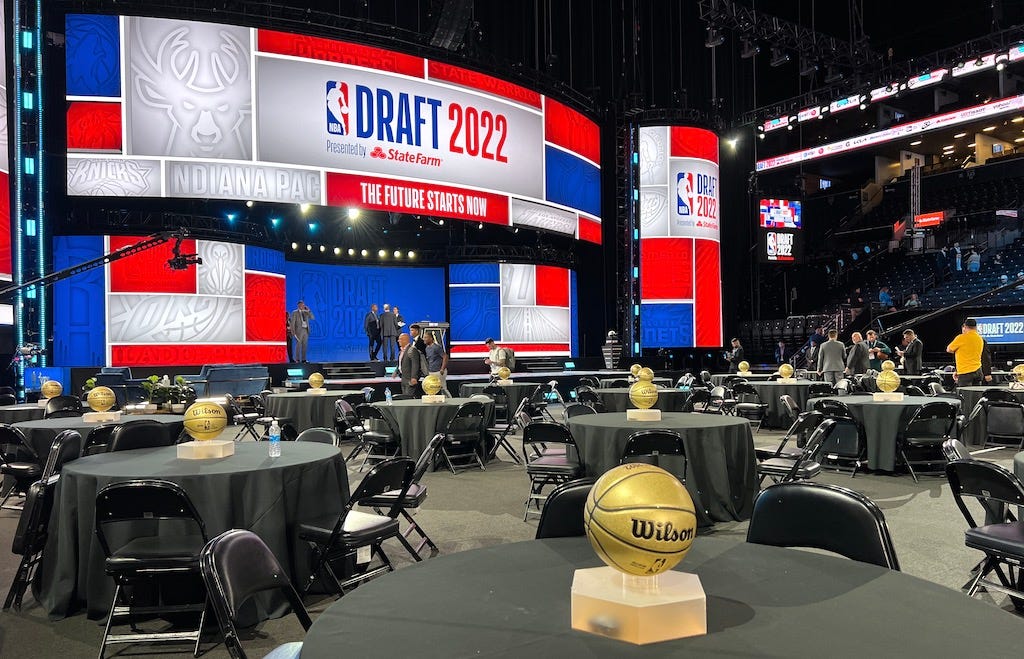 A look inside the green room at the 2022 NBA Draft in Barclays Center.