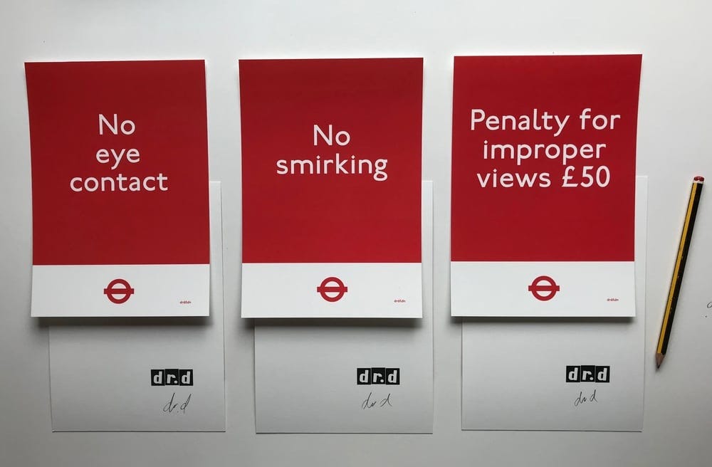 Underground Central Line PACK OF 3 x A5 digital signed print | Subvertiser