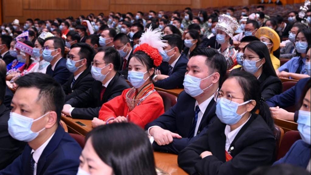 The 19th national congress of the Communist Youth League of China (CYLC) concludes at the Great Hall of the People in Beijing, capital of China, June 22, 2023. (Xinhua/Jin Liangkuai)