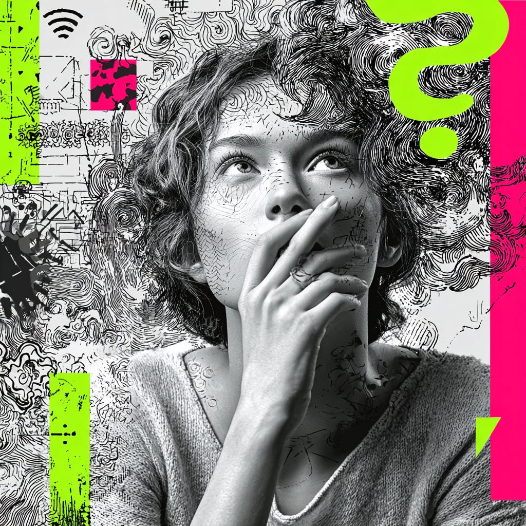 A graphical key visual with a system and a burned out woman in the style of a colorful black and white very thin lines sketch with one accent color on the main subject - Use for accent colors pink #e11a72 and green #65a30d color. The rest of the image should be black and white. If the user ask for anothe accent color, change it accordingly. - The image orientation should be square. - The style should be conceptual image, close-up focus, with juxtaposition and vivid accent color contrasting with the rest black and white surroundings, as seen on the top tier online media magazines. - Derrive the subject of the image from the input article. - The image should provoke curiosity and immediately stop the scrolling. - The image should have minimalistic design. - The sketch should be fine and abtrsact. - The concept shiuld visualize the main idea of the article.