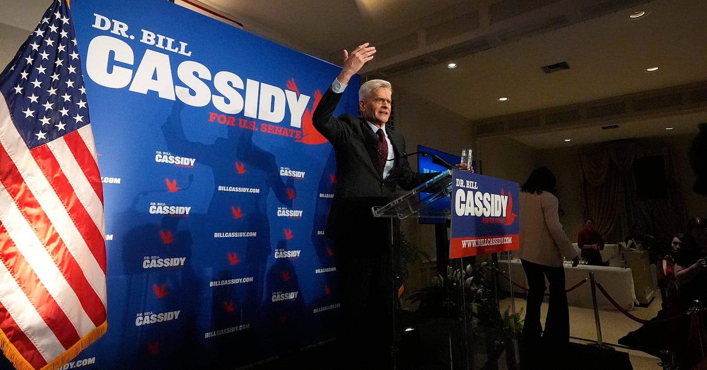 Sen. Cassidy knocked out of Louisiana Republican primary as Trump-backed Letlow, Fleming make runoff Sen. Cassidy knocked out of Louisiana Republican primary as Trump-backed Letlow, Fleming make runoff