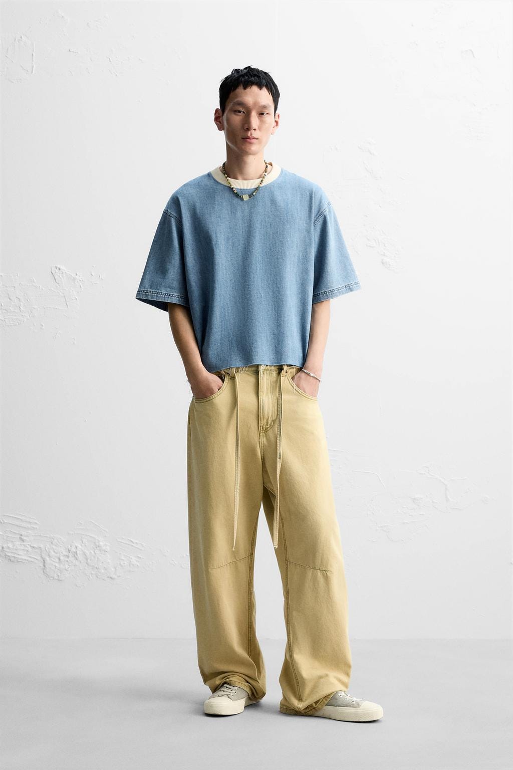 DENIM TOP - Mid-blue by Zara - Image 0