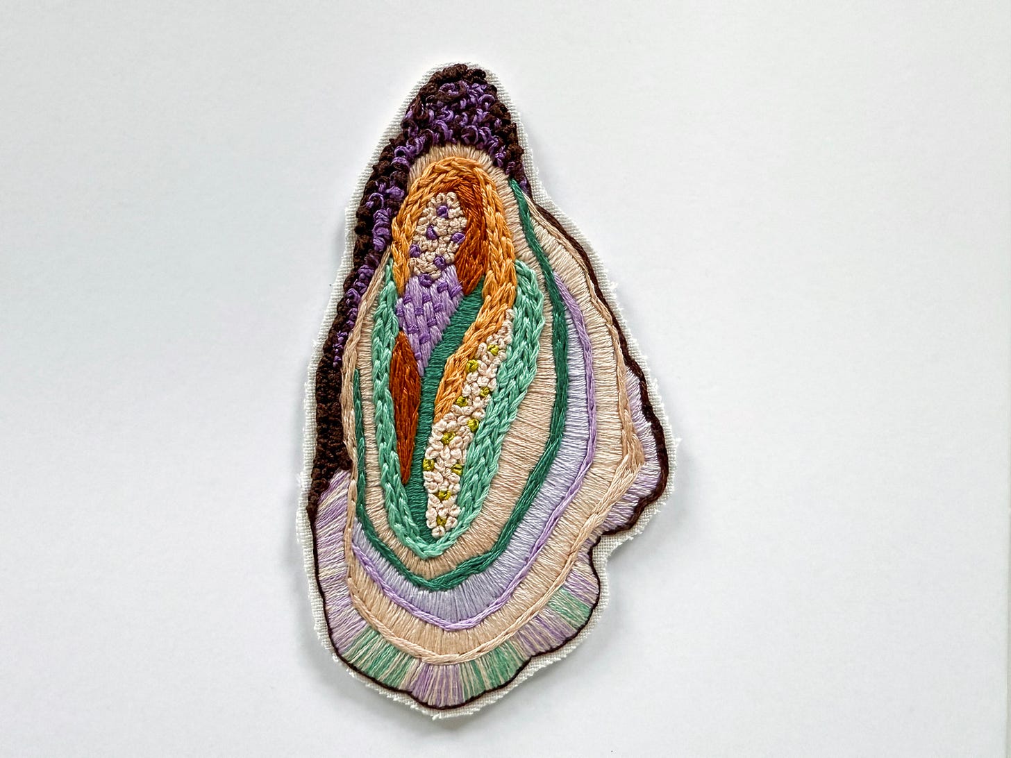 oyster embroidery from Bloom and Floss oyster embroidery from Bloom and Floss