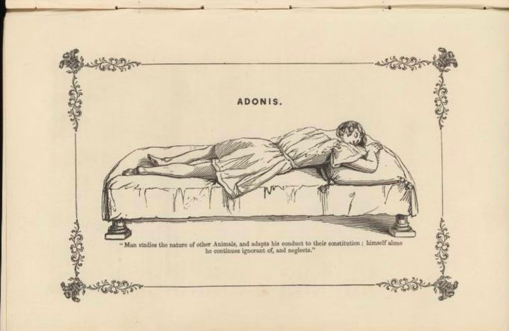 This may contain: a drawing of a man laying on a bed with the caption above it that reads, aarons