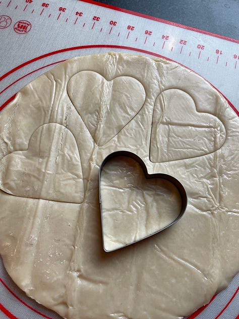 Hand pies made in heart shapes