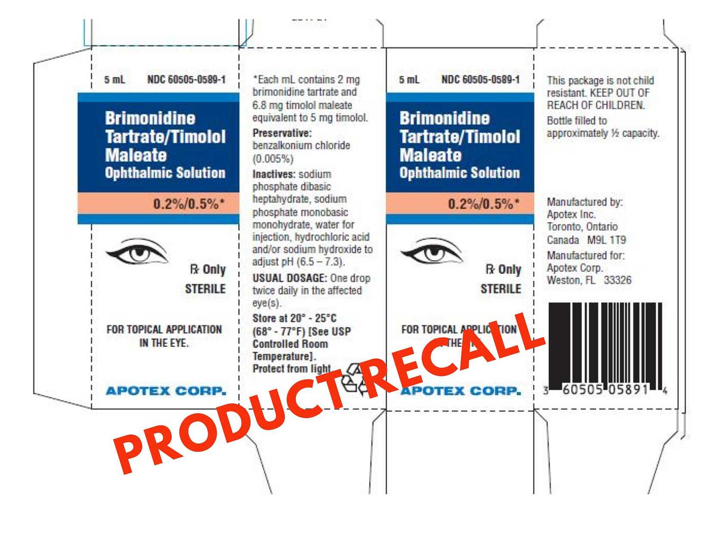 brimondidine Tartrate timolol maleate ophthalmic solution recalled in 2026 brimondidine Tartrate timolol maleate ophthalmic solution recalled in 2026